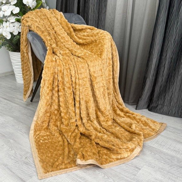 Patura pufoasa cocolino gofrata 200x230cm, 350gr, Camel [1]