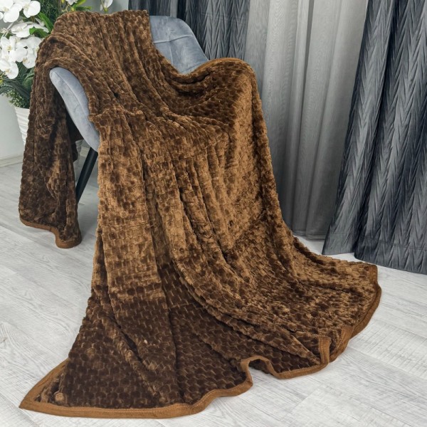 Patura pufoasa cocolino gofrata 200x230cm, 350gr, Maro [1]