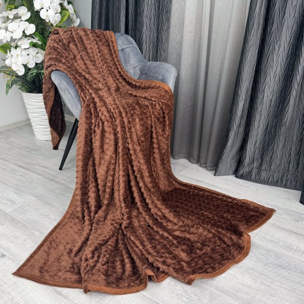 Patura pufoasa cocolino gofrata 200x230cm, 350gr, Maro roscat [1]