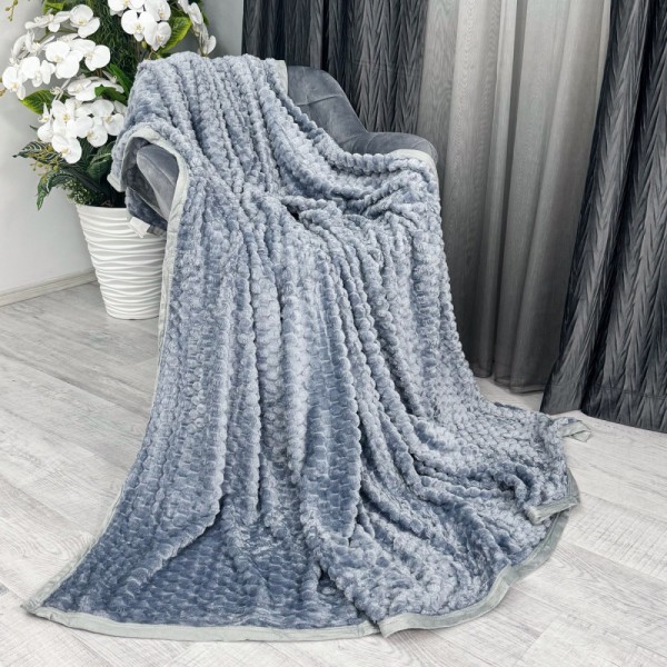 Patura pufoasa cocolino gofrata 200x230cm, 350gr, Gri Albastrui [1]