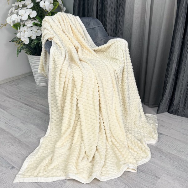 Patura pufoasa cocolino gofrata 200x230cm, 350gr, Crem [1]