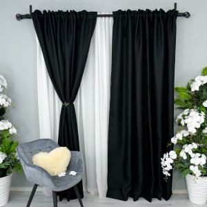 Set 2 bucati de Draperie HoReCa TEXTURATA tip IN, Negru, 200cm latime x 232cm inaltime, cu rejansa pt bara Set 2 bucati de Draperie HoReCa TEXTURATA tip IN, Negru, 200cm latime x 232cm inaltime, cu rejansa pt bara