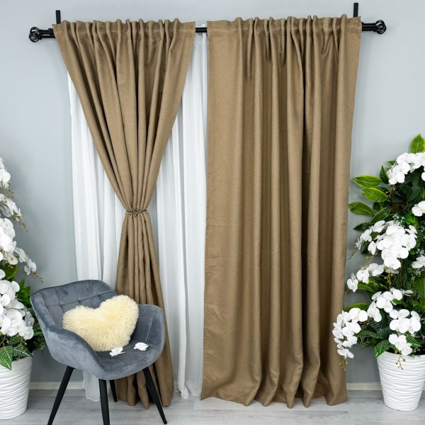 Set 2 Draperii HoReCa TEXTURATA tip IN - 200cm x 232cm , Rejansa pt. bara ,  Cappuccino [1]