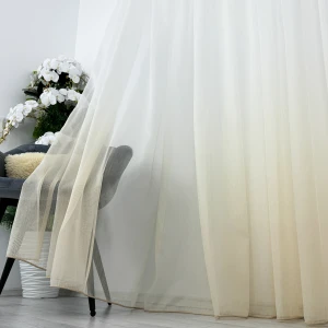 Perdea in Degrade tip Fibra de Bambus, Alb cu Bej, 140cm latime x 260cm inaltime, cu rejansa pt bara