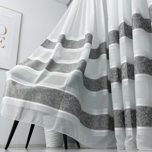 Perdea Cristal tip IN plin, Alb-Gri, model gheata, 140cm latime x 260cm inaltime, cu rejansa pt bara Perdea Cristal tip IN plin, Alb-Gri, model gheata, 140cm latime x 260cm inaltime, cu rejansa pt bara