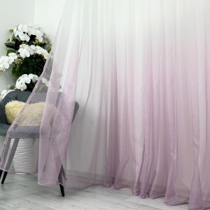 Perdea in Degrade tip Fibra de Bambus, Alb cu Lila, 140cm latime x 260cm inaltime, cu rejansa pt bara