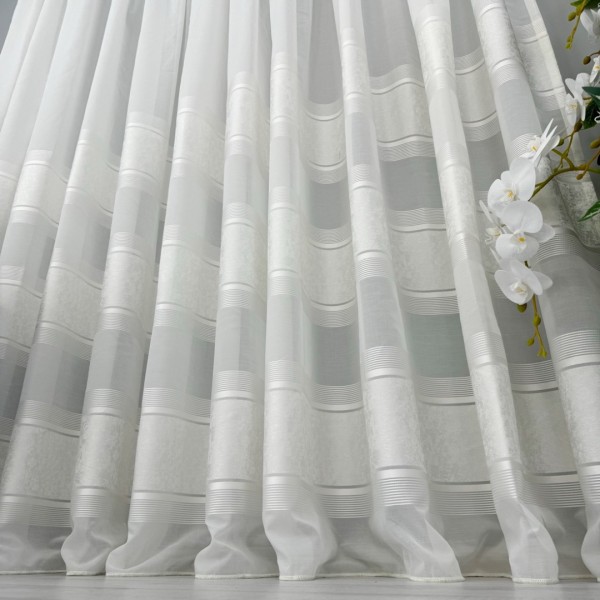 Perdea Cristal din IN plin, Ivoire, model gheata, 8m latime x 2.4m inaltime, cu rejansa pentru sina  [1]
