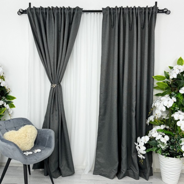 Draperie HoReCa TEXTURATA tip IN, 140cm latime x 260cm înălțime, cu TIV LAT, Gri V1 [1]