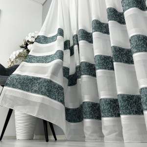 Perdea Cristal tip IN plin, Alb-Turquoise, model gheata, 140cm latime x 260cm inaltime, cu rejansa pt bara Perdea Cristal tip IN plin, Alb-Turquoise, model gheata, 140cm latime x 260cm inaltime, cu rejansa pt bara