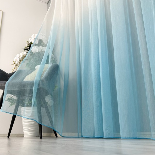 Perdea in Degrade din Fibra de Bambus - 5m latime x 232cm inaltime x Rejansa pt bara, Alb cu Bleu [1]
