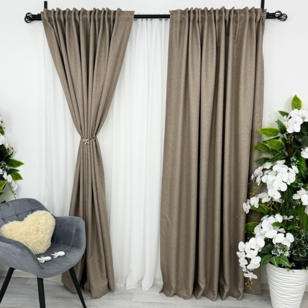 Draperie HoReCa TEXTURATA tip IN, 140cm latime x 260cm înălțime, cu TIV LAT, Cafeniu [1]