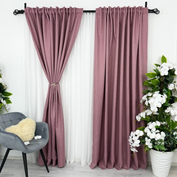 Set 2 Draperii HoReCa TEXTURATA tip IN - 200cm x 232cm , Rejansa pt. bara , Roz [1]