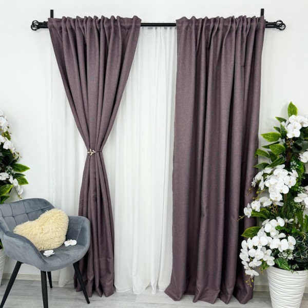 Set 2 Draperii HoReCa TEXTURATA tip IN - 200cm x 232cm , Rejansa pt. bara ,  Violet [1]