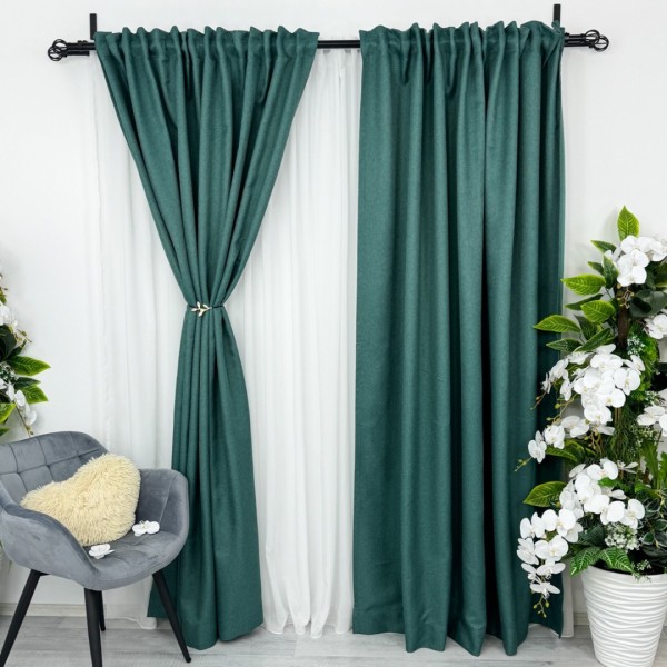 Set 2 bucati de Draperie HoReCa TEXTURATA tip IN, Verde-200cm latime x 232cm inaltime, cu rejansa pt bara [1]