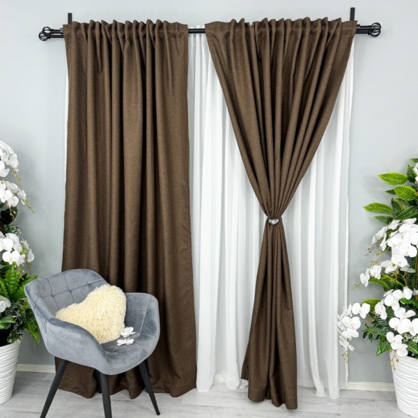 Draperie HoReCa TEXTURATA tip IN, 140cm latime x 260cm înălțime, cu TIV LAT, Maro [1]