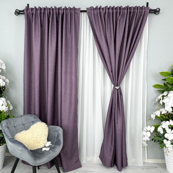 Set 2 Draperii HoReCa TEXTURATA tip IN, Mov, 100cm latime x 170cm inaltime, rejansa pt bara [1]