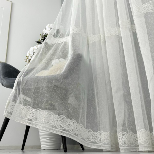 Perdea Dalia din IN Brodat - 500cm x 232cm , Rejansa pt. bara , Ivoire [1]