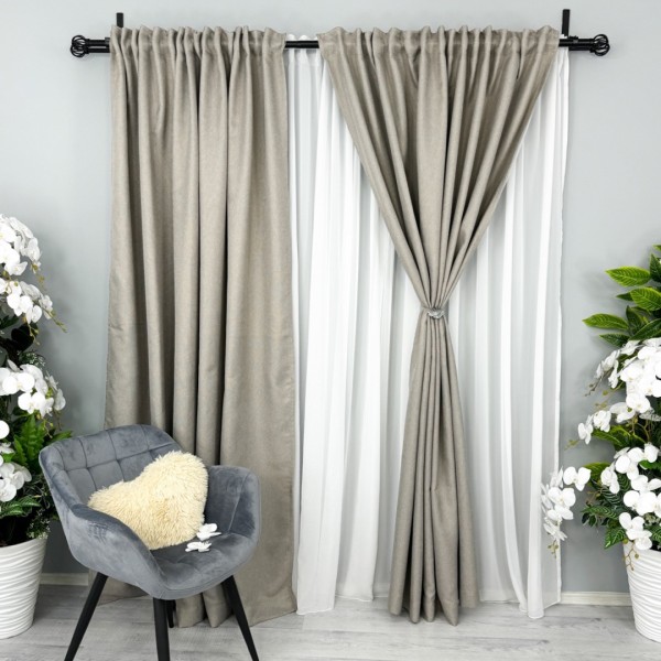 Draperie HoReCa TEXTURATA tip IN, 140cm latime x 260cm înălțime, cu TIV LAT, Grej [1]