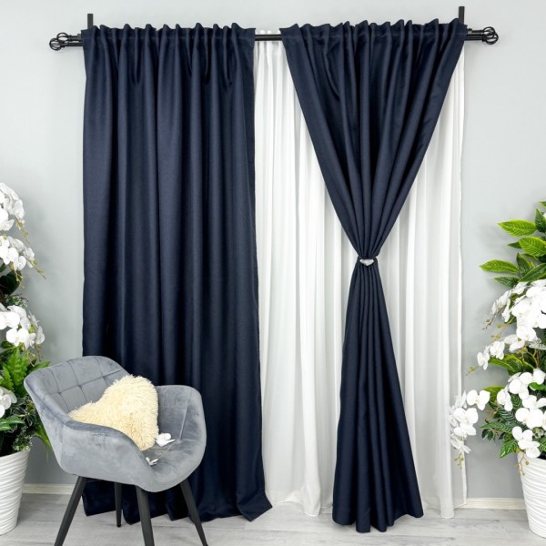 Draperie HoReCa TEXTURATA tip IN, Bleumarin, 100cm latime x 270cm inaltime, rejansa pt sina [1]