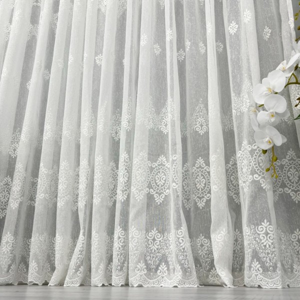 Perdea Gina din IN Brodat - 500cm x 232cm, Rejansa pt. bara , Alb [1]