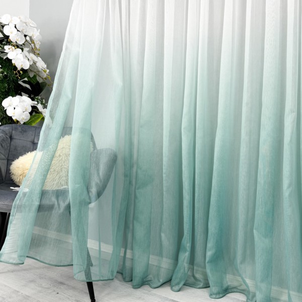 Perdea in Degrade din Fibra de Bambus -500cm x 232cm, rejansa pt. bara , Alb cu Verde Menta [1]