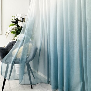 Perdea in Degrade din Fibra de Bambus, Alb cu Albastru, 140cm latime x 260cm inaltime, cu rejansa pt bara