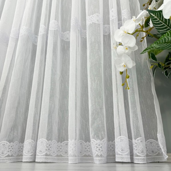 Perdea Dalia din IN Brodat, Alb, 5m latime x 232cm inaltime, cu rejansa pt bara [1]
