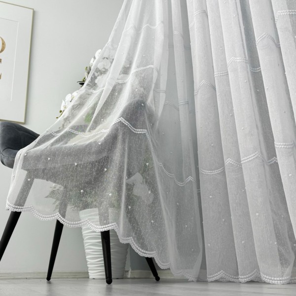 Perdea Karla din IN Brodat, Alb, 500cm x 232cm , Rejansa pt bara [1]