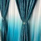 Set 6 draperii din Jacquard model Nisip, Turquoise, 1m latime x 2m inaltime, cu rejansa pentru sina