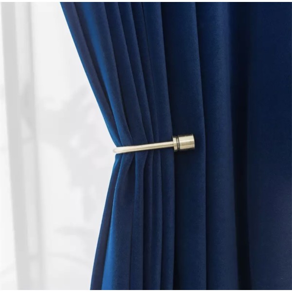 Draperie Blackout din catifea Albastru, 140x245cm cu rejansa pentru bara [1]