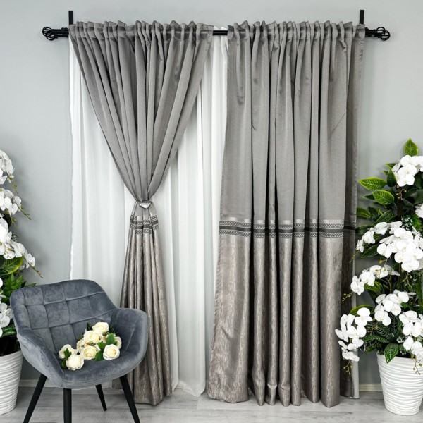 Draperie Simplicity, tip panou 3m x 232cm , Rejansa pentru bara, Gri inchis [1]