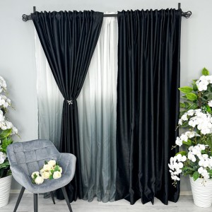 Draperie Soft Touch, Negru, 200cm latime x 232cm inactive, cu rejansa pentru bara Draperie Soft Touch, Negru, 200cm latime x 232cm inactive, cu rejansa pentru bara
