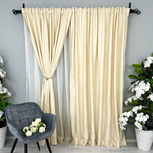 Draperie Soft Touch, cu Aspect Fin și Tenta Satinată, 140cm latime x 260cm înălțime, cu TIV LAT, Crem [1]