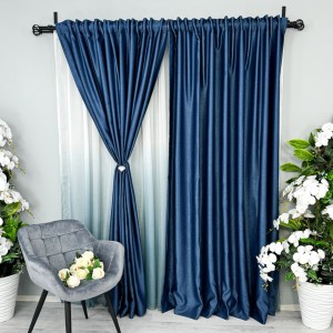 Draperie Soft Touch, cu Aspect Fin și Tenta Satinată, 140cm latime x 260cm înălțime, cu TIV LAT, Bleumarin Draperie Soft Touch, cu Aspect Fin și Tenta Satinată, 140cm latime x 260cm înălțime, cu TIV LAT, Bleumarin