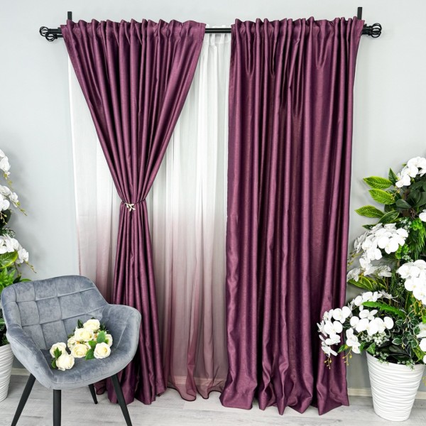 Set 2 Draperii Soft Touch  -200cm x 232cm , Rejansa pt. bara,  Violet [1]