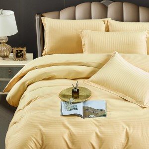 Lenjerie HoReCa, pat single, Damasc Finetat Deluxe, 4 piese, Jojo Home, Crem