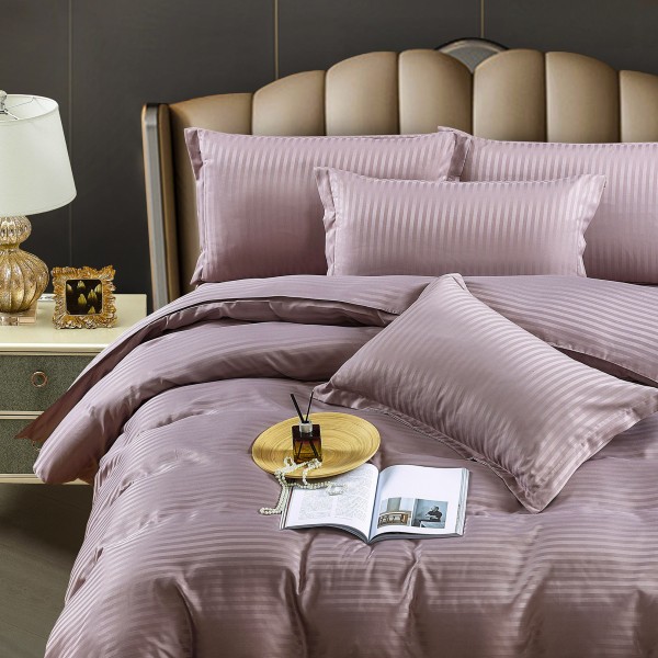 Lenjerie HoReCa, pat single, Damasc Finetat Deluxe, 4 piese, Jojo Home, Gri cenusiu [1]