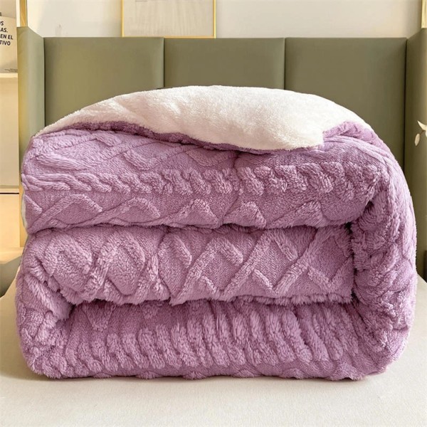 Pilota CoCoLiNo Sherpa tip Tricotaj cu blanita, matlasata, 200x230cm, lila [1]