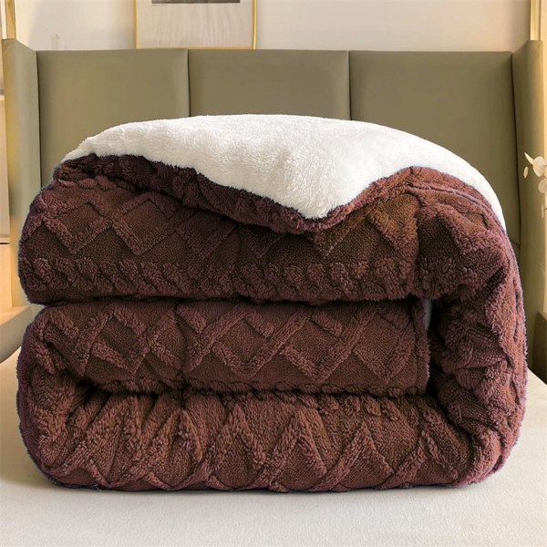 Pilota CoCoLiNo Sherpa tip Tricotaj cu blanita, matlasata, 200x230cm, maro deschis [1]