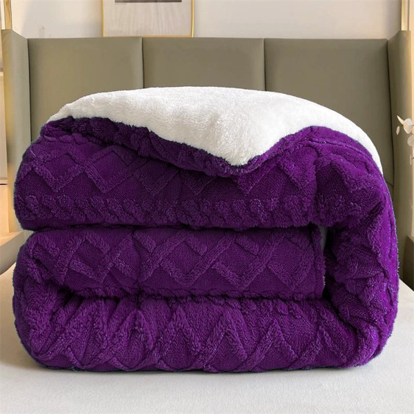 Pilota CoCoLiNo Sherpa tip Tricotaj cu blanita, matlasata, 200x230cm, mov [1]