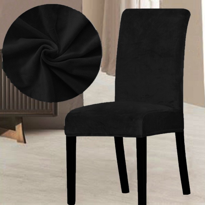 Set 6 huse universale pentru scaun Velvet Negru