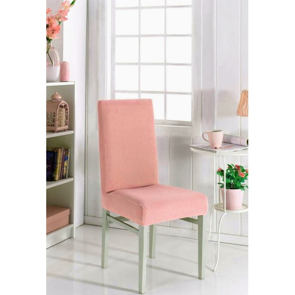 Set 6 huse universale pentru scaun model embosat tip cocolino Roz pudrat [1]