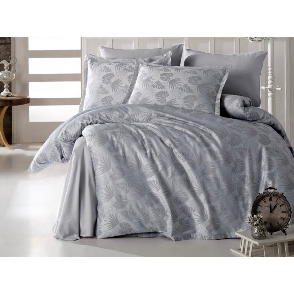 Lenjerie pat matrimonial, 6 piese, Bumbac 100% Jacquard, Ralex Pucioasa GRIDA V1 [1]