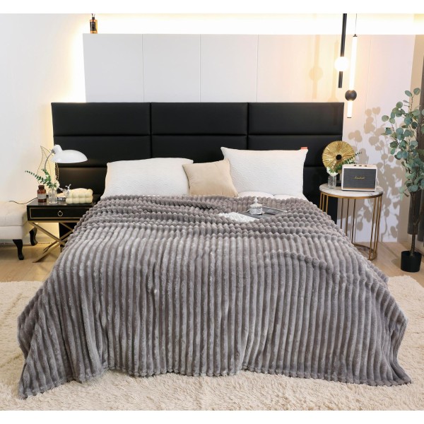 Patura pufoasa CoCoLiNo, 200x230cm, Jojo Home, Gri deschis [1]