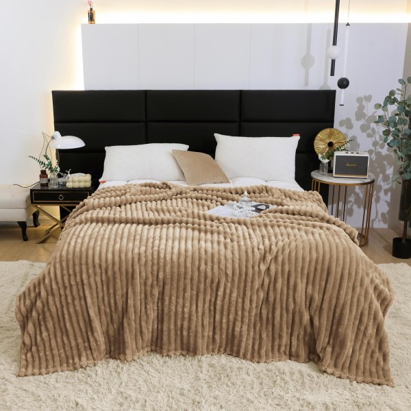 Patura pufoasa CoCoLiNo, 200x230cm, Jojo Home, Bej inchis [1]