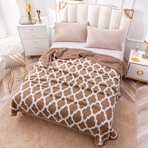 Patura CoCoLiNo cu blanita, tip Sherpa, model elegant, Cappuccino - Alb [1]