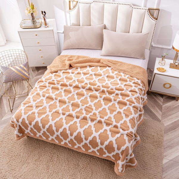 Patura CoCoLiNo cu blanita, tip Sherpa, model elegant, Bej - Alb [1]