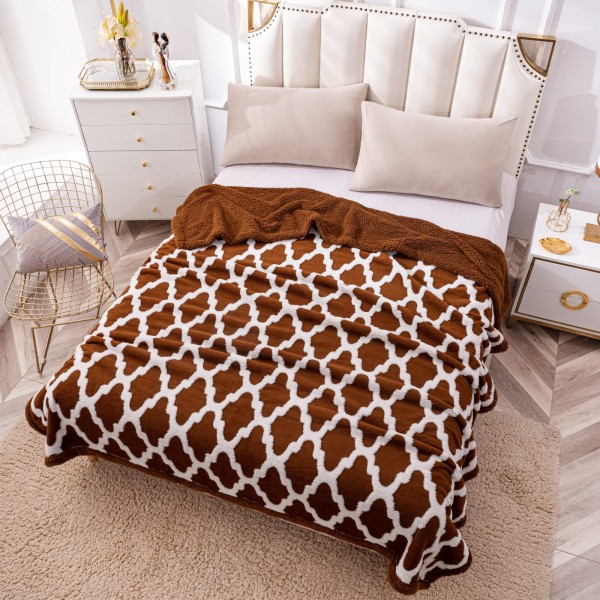 Patura CoCoLiNo cu blanita, tip Sherpa, model elegant, Maro - Alb [1]