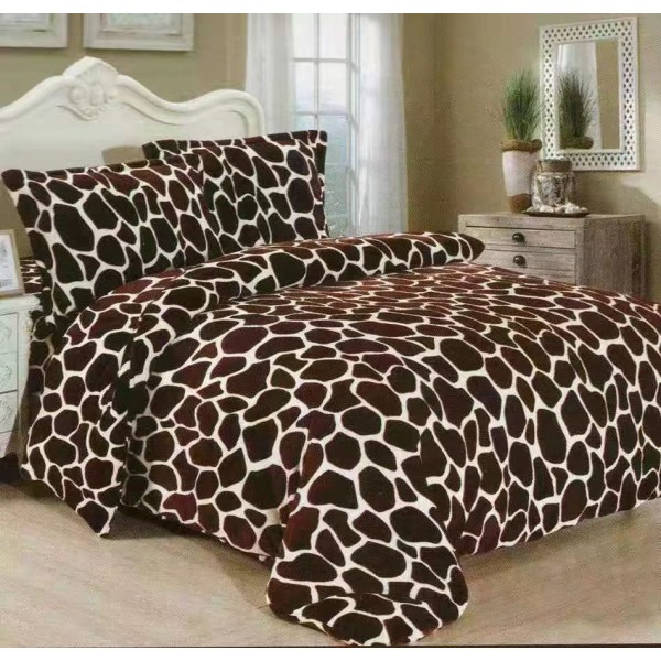 Lenjerie pat dublu, Super Pufoasa COCOLINO, 4 piese, Maro, animal print [1]