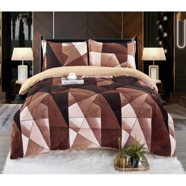 Lenjerie pat dublu, Super Pufoasa COCOLINO, 4 piese, Maro, forme geometrice [1]